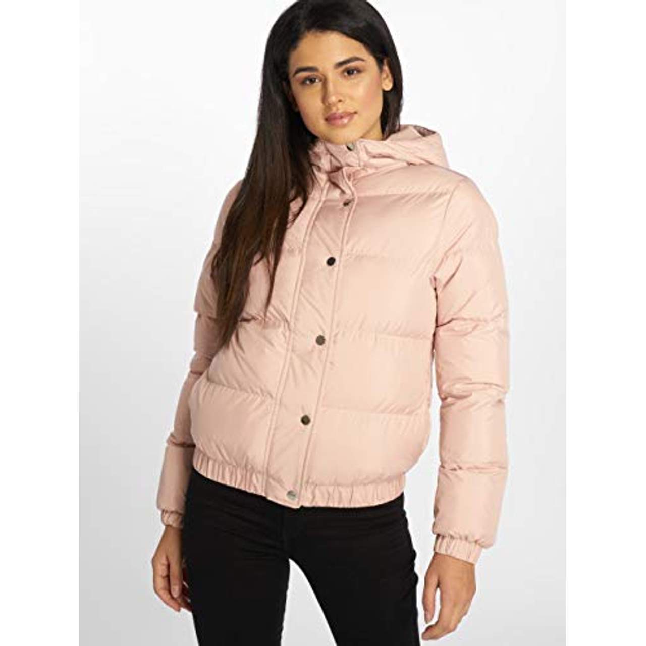 Urban Classics Damen Winterjacke Ladies Hooded Puffer Jacket