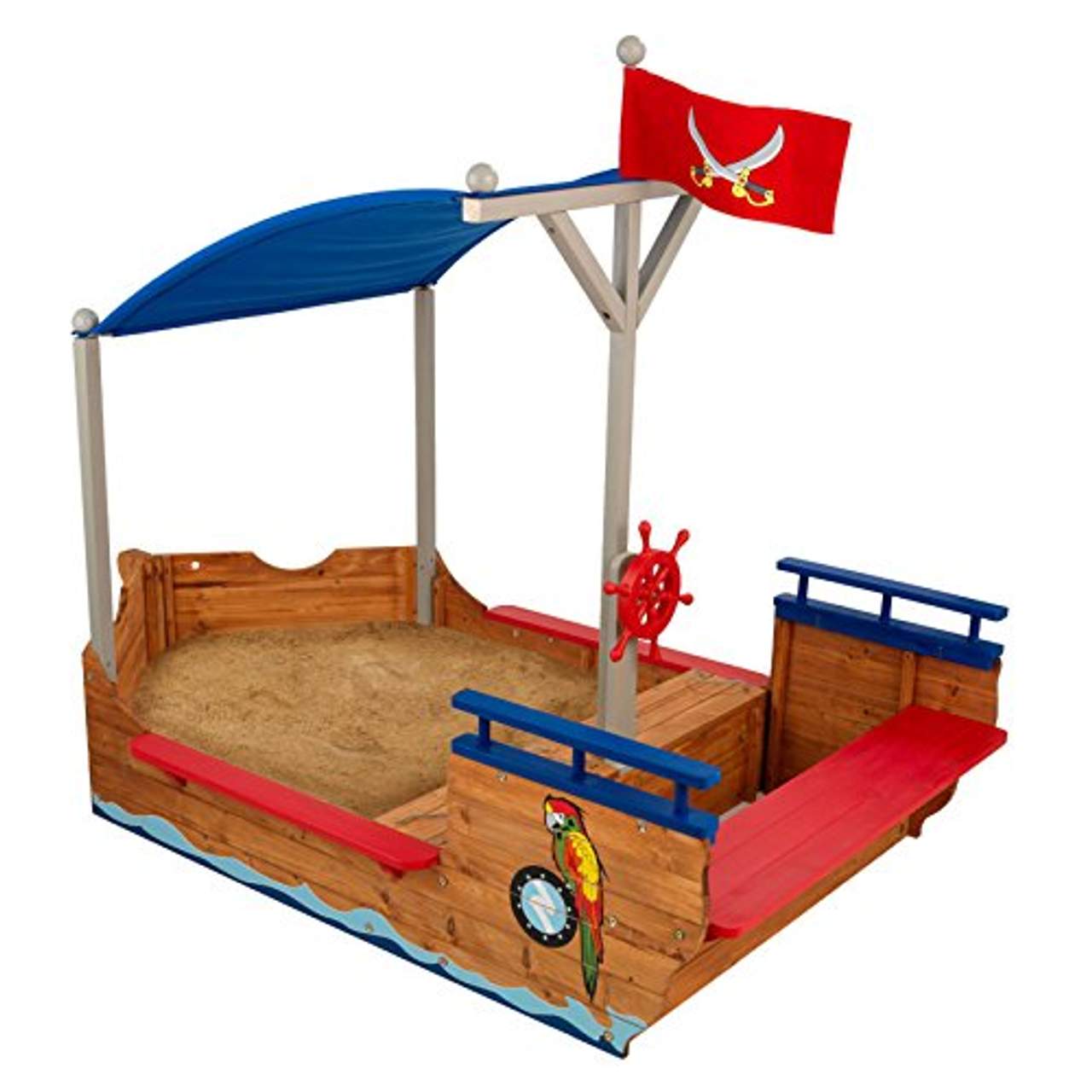 KidKraft 128 Piratenschiff Sandkasten aus Holz Gartenmöbel