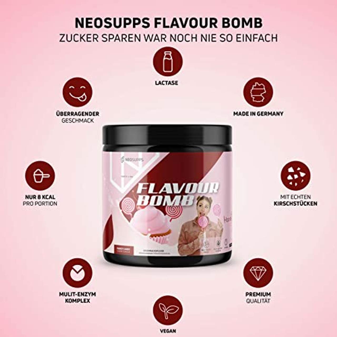 Neosupps Flavor Bomb Geschmackspulver I Mandy Candy 250gI Macht