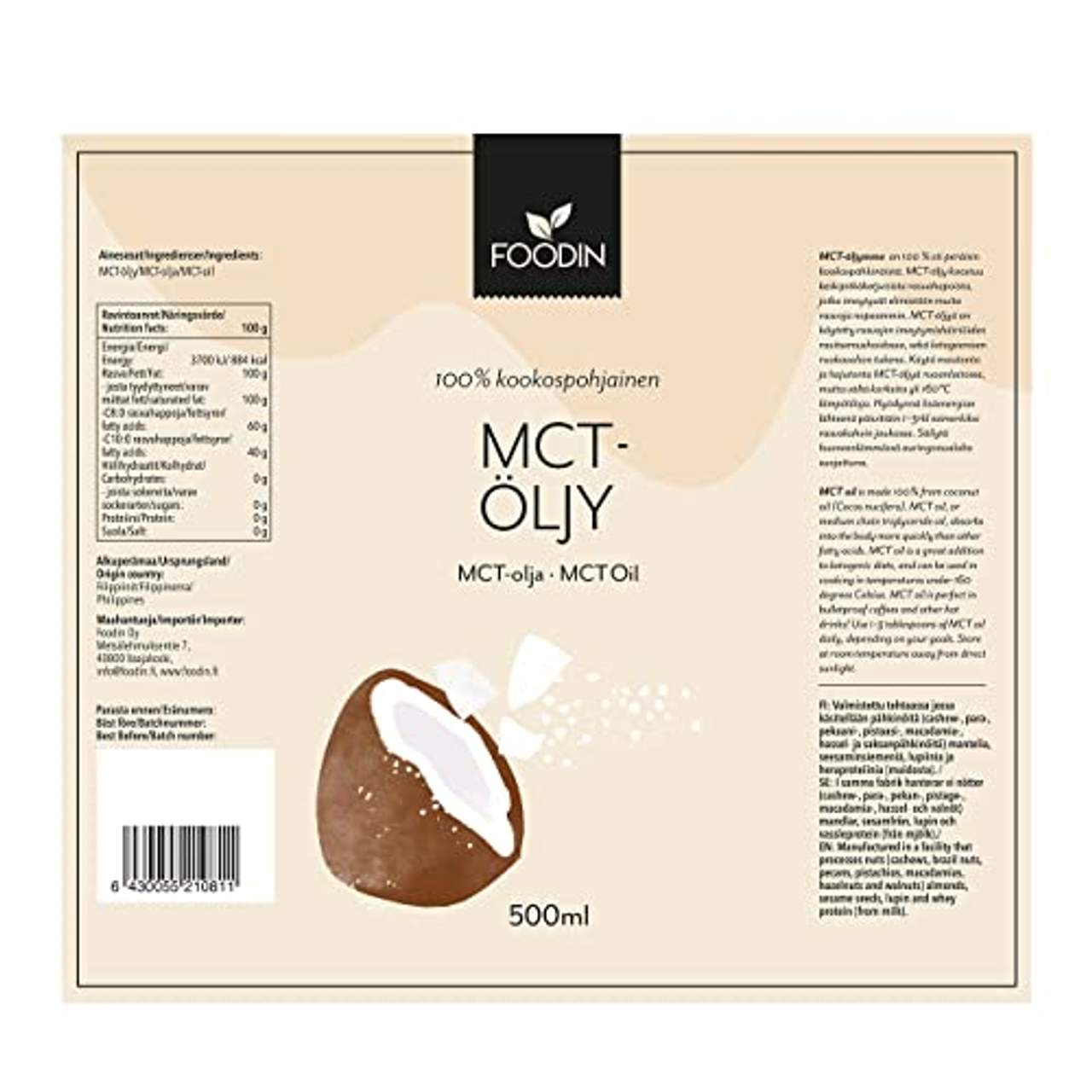 FOODIN MCT Öl aus 100% Kokosöl