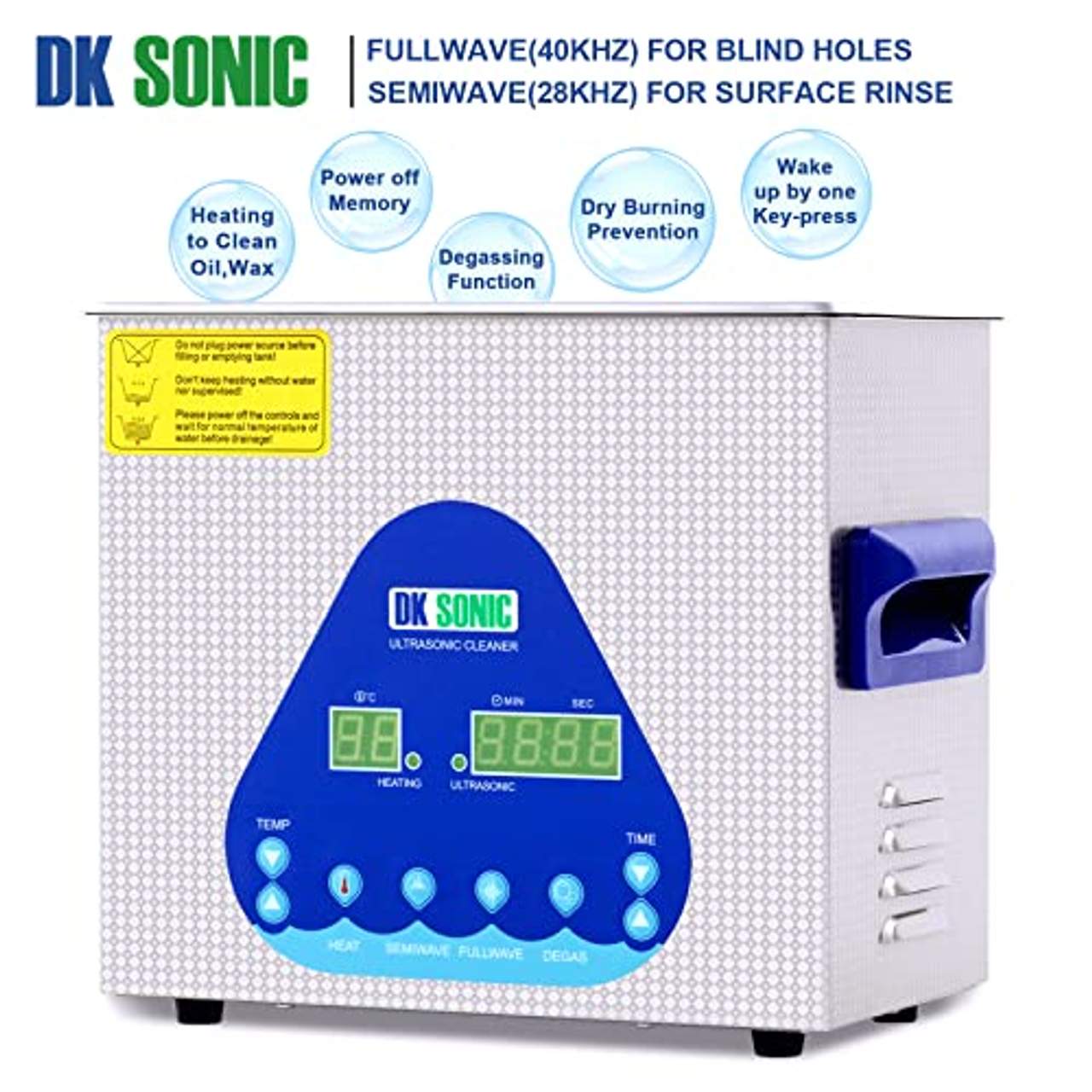DK SONIC 3LUltraschallreiniger mit Semiwave und Fullwave Modi für Reinigung von Schmuck Uhren Gläser