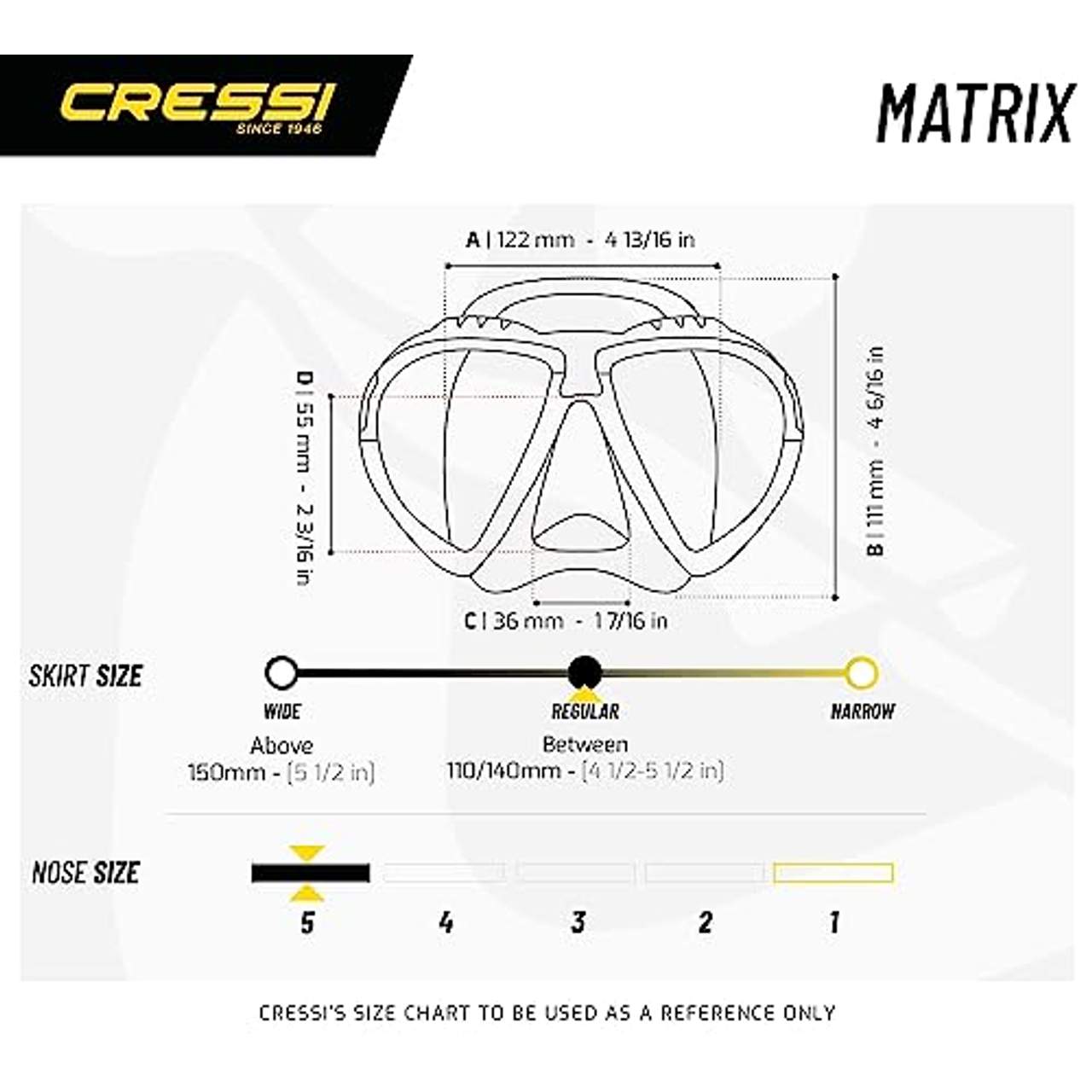 Cressi Matrix Unisex Tauchen Schnorcheln Maske