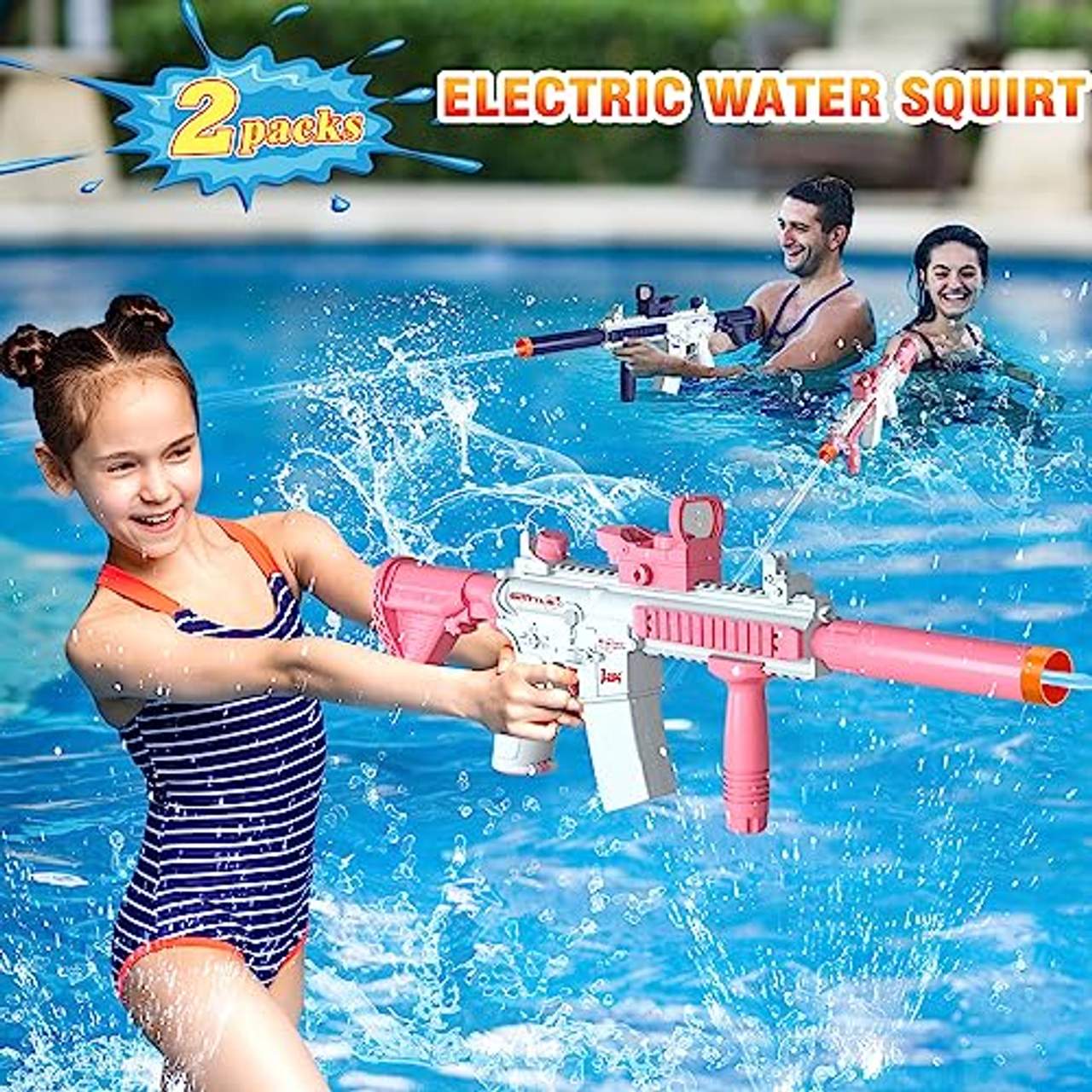 VATOS 2 StückElektrische Wasserpistole für Erwachsene Kinder   