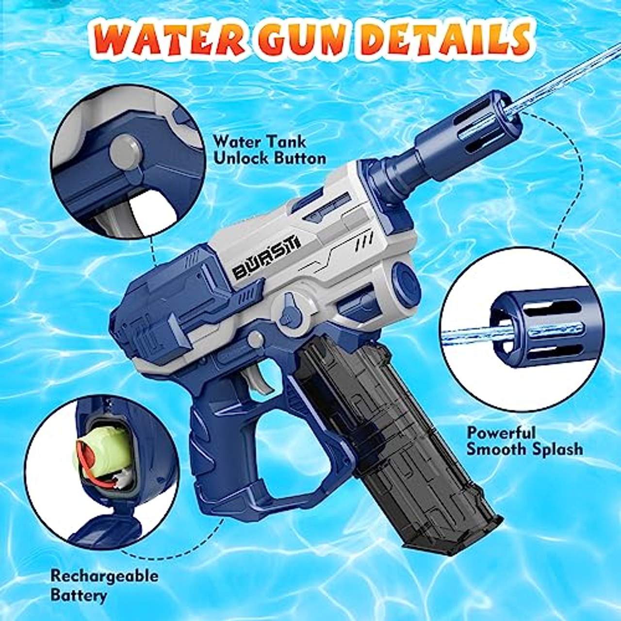 VATOS Wasserpistole Elektrisch 2 Stück für Kinder Erwachsene