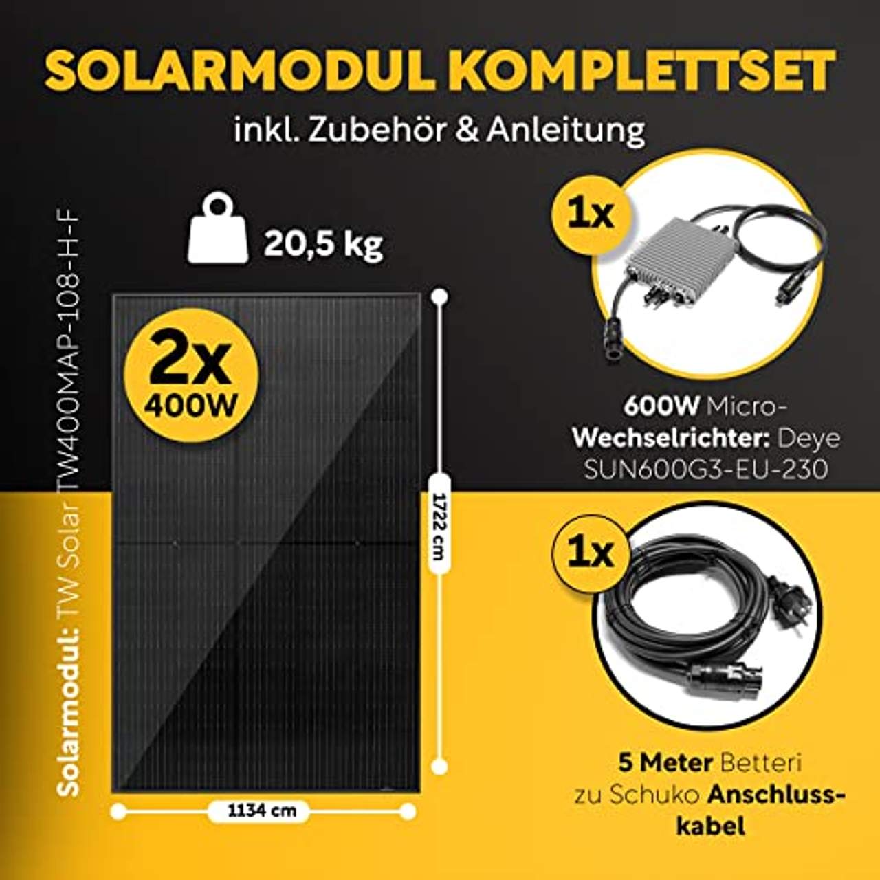 SOLARVATIVE 800W 600W Balkonkraftwerk Komplett Steckdose Solaranlage