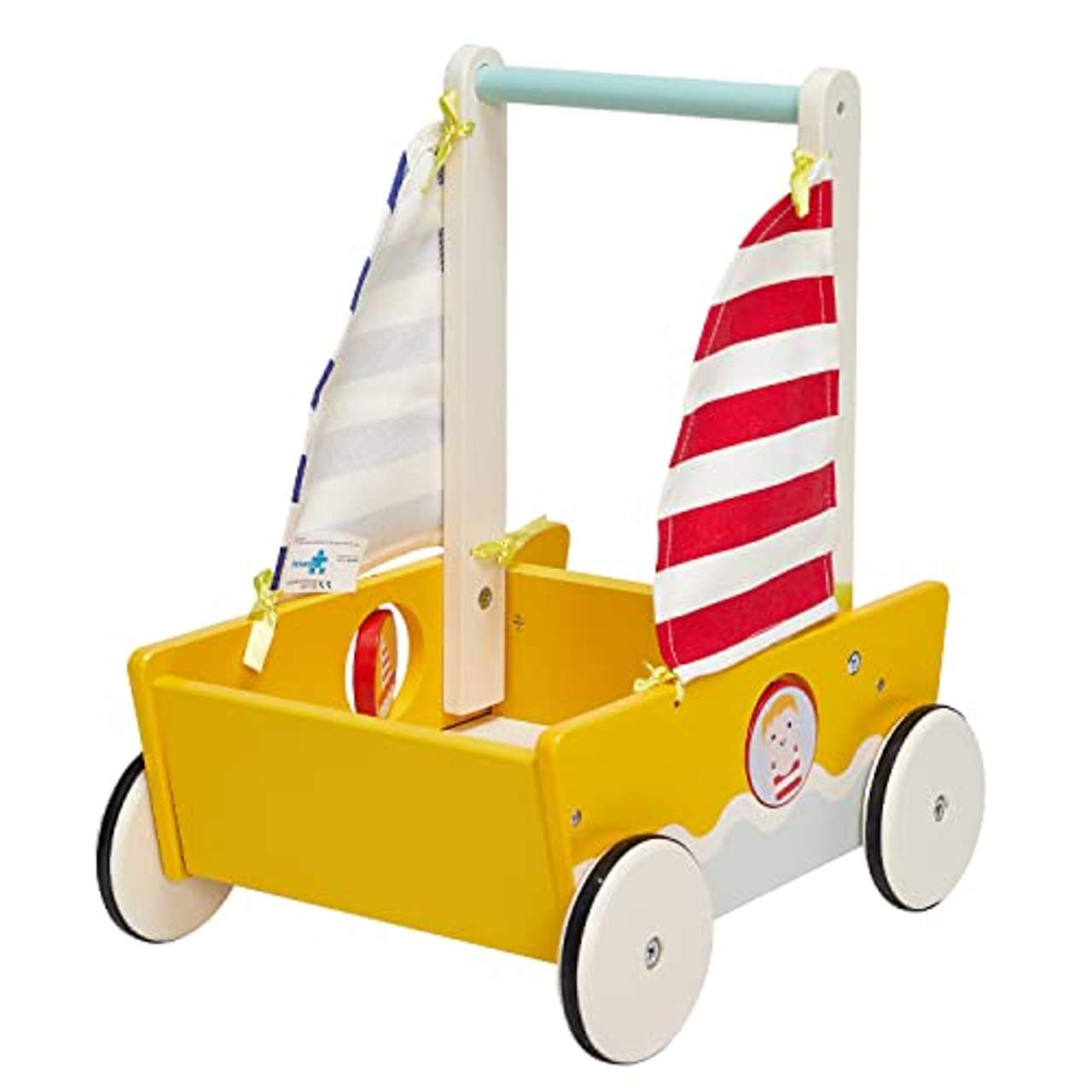 Kinder Segel 2in1 Lauflernwagen Holz Gelbe Stilvolle