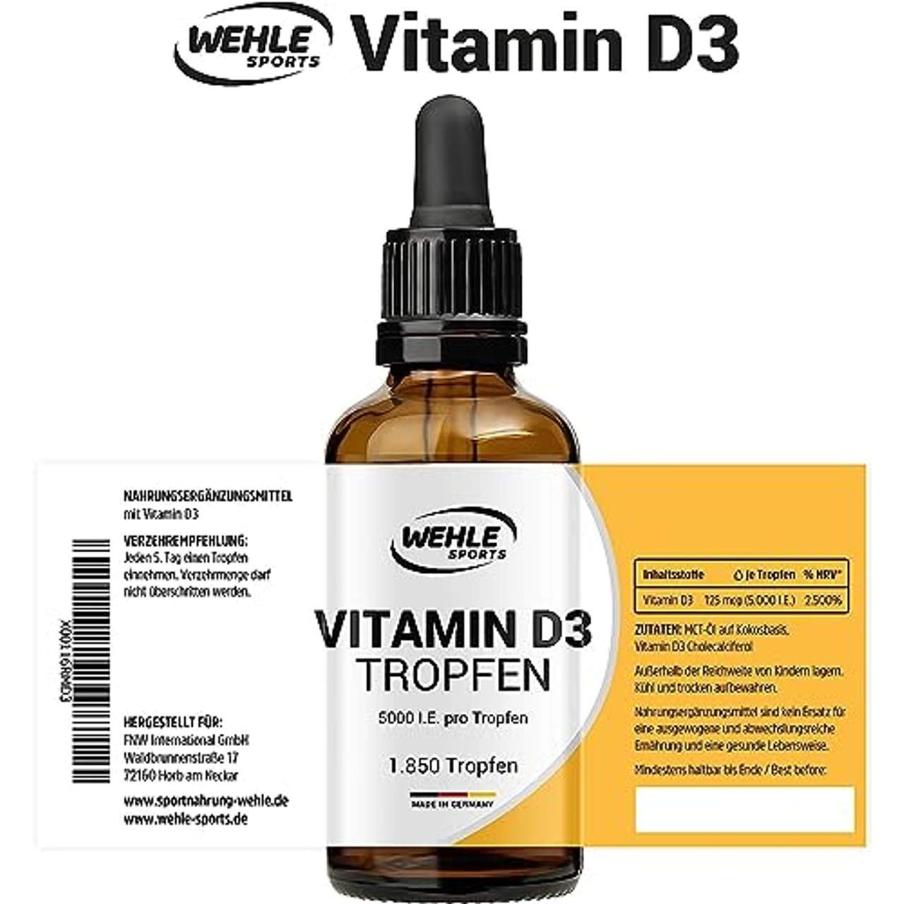 Vitamin D3 Laborgeprüfte 5000 IE pro Tropfen hochdosiert Vergleichs-Sieger