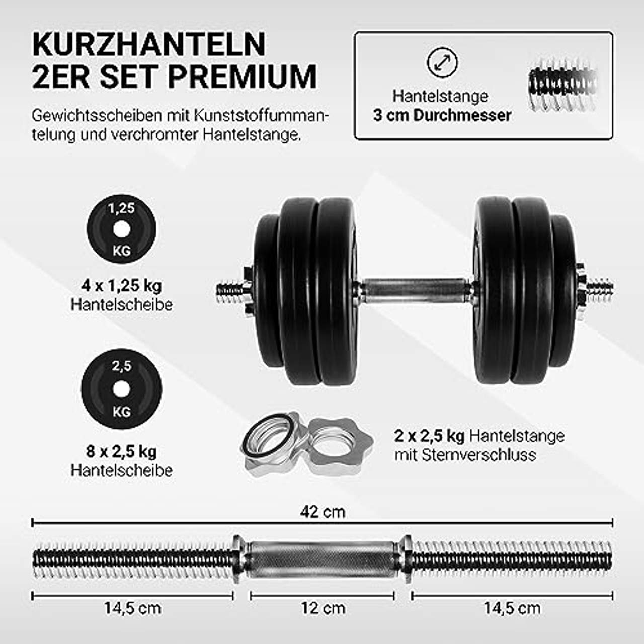 MSPORTS Hantelset Kurzhanteln 2er Set Premium 30 kg