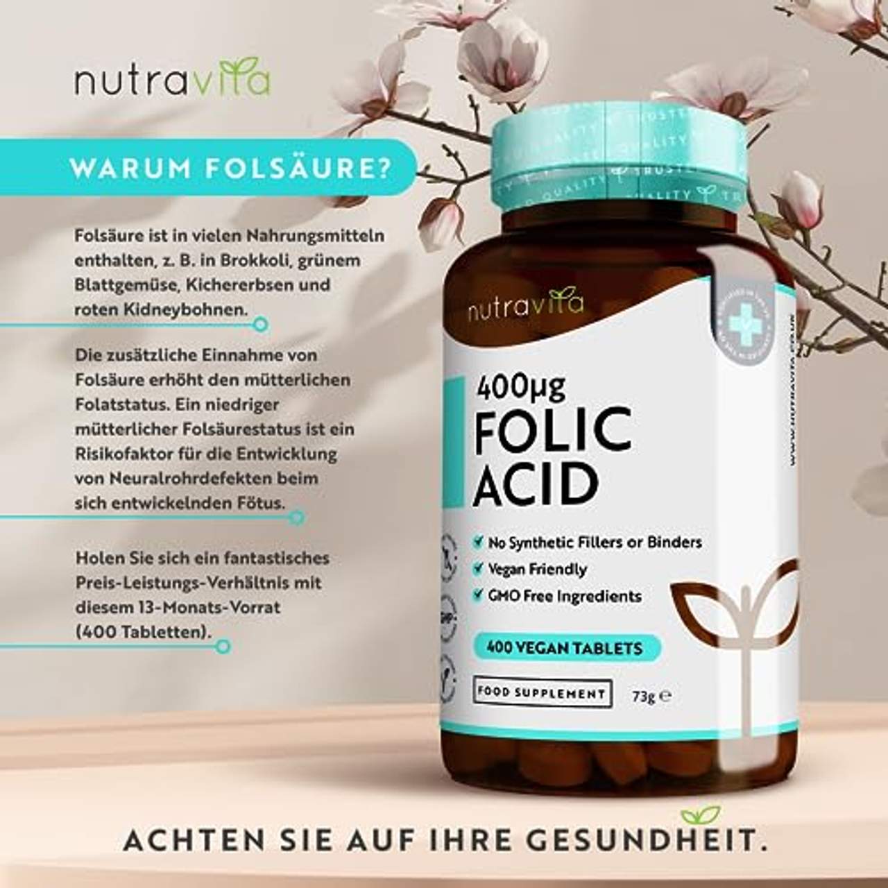 Nutravita Folsäure-Tabletten 400 mcg pro Tablette