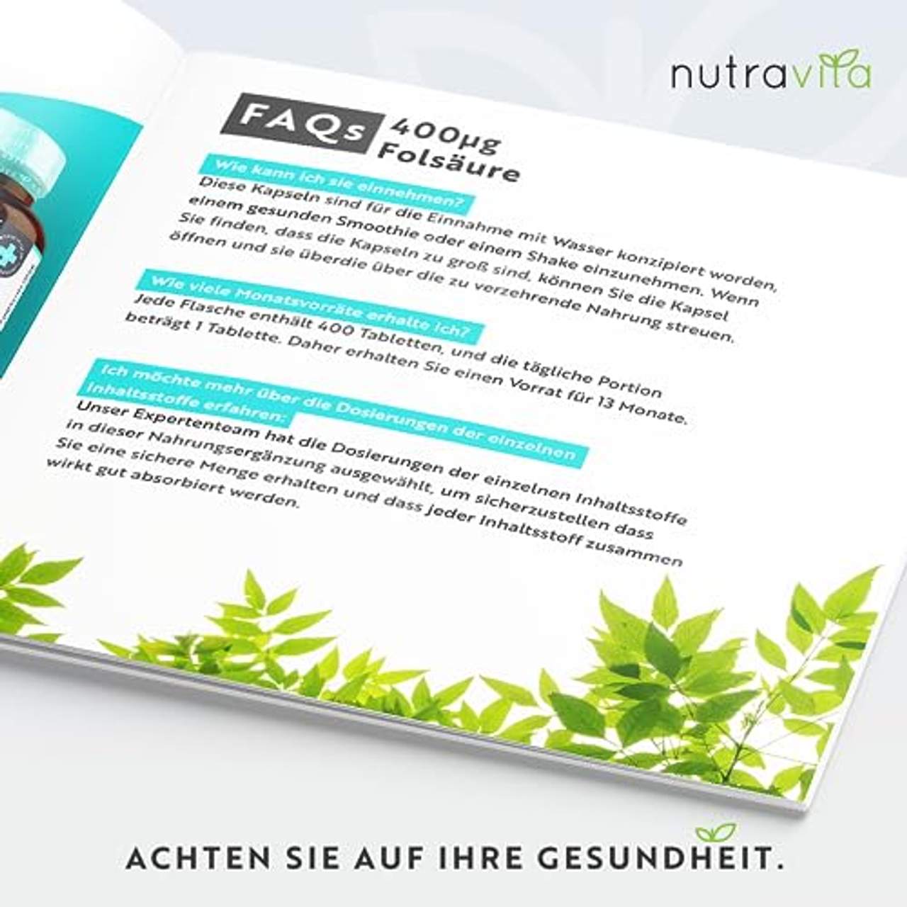 Nutravita Folsäure-Tabletten 400 mcg pro Tablette