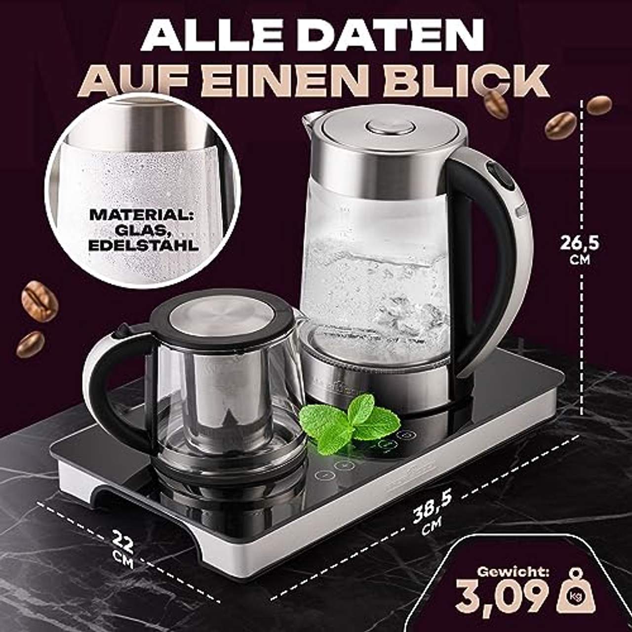 Profi Cook PC-TKS 1056 Wasserkocher Teestation Kaffeestation