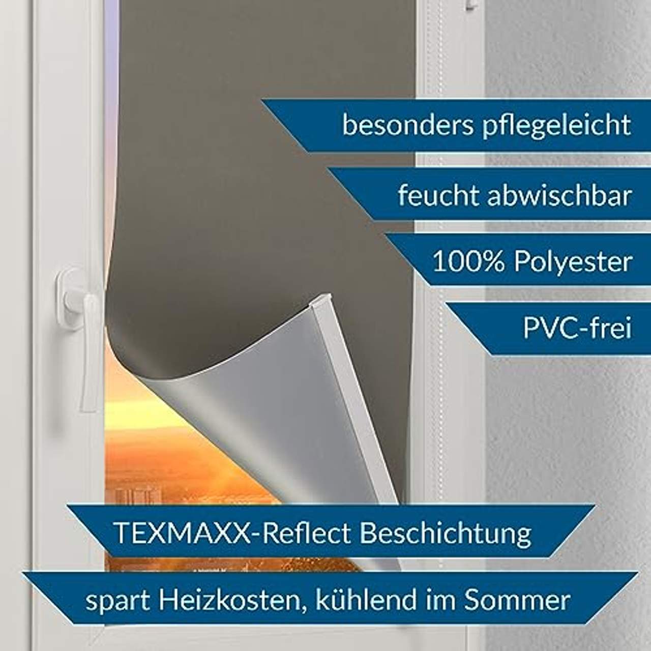 TEXMAXX Reflect Verdunklungsrollo Thermorollo Sichtschutz