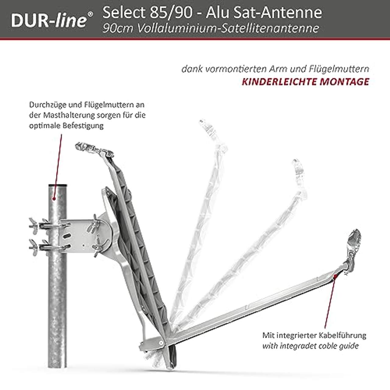 DUR-line Select 85cm x 90cm Alu Satelliten-Schüssel Anthrazit
