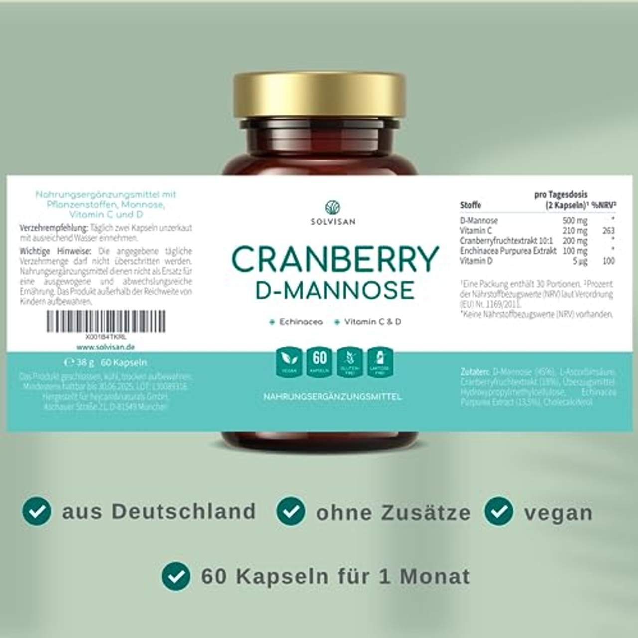 SOLVISAN Cranberry D-MANNOSE für Blase und Harnwege