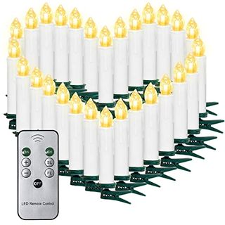 10/20/ 30/40 er Weinachten LED Kerzen Lichterkette Kerzen Weihnachtskerzen Weihnachtsbaum Kerzen mit Fernbedienung Kabellos (Weiss, 10er)