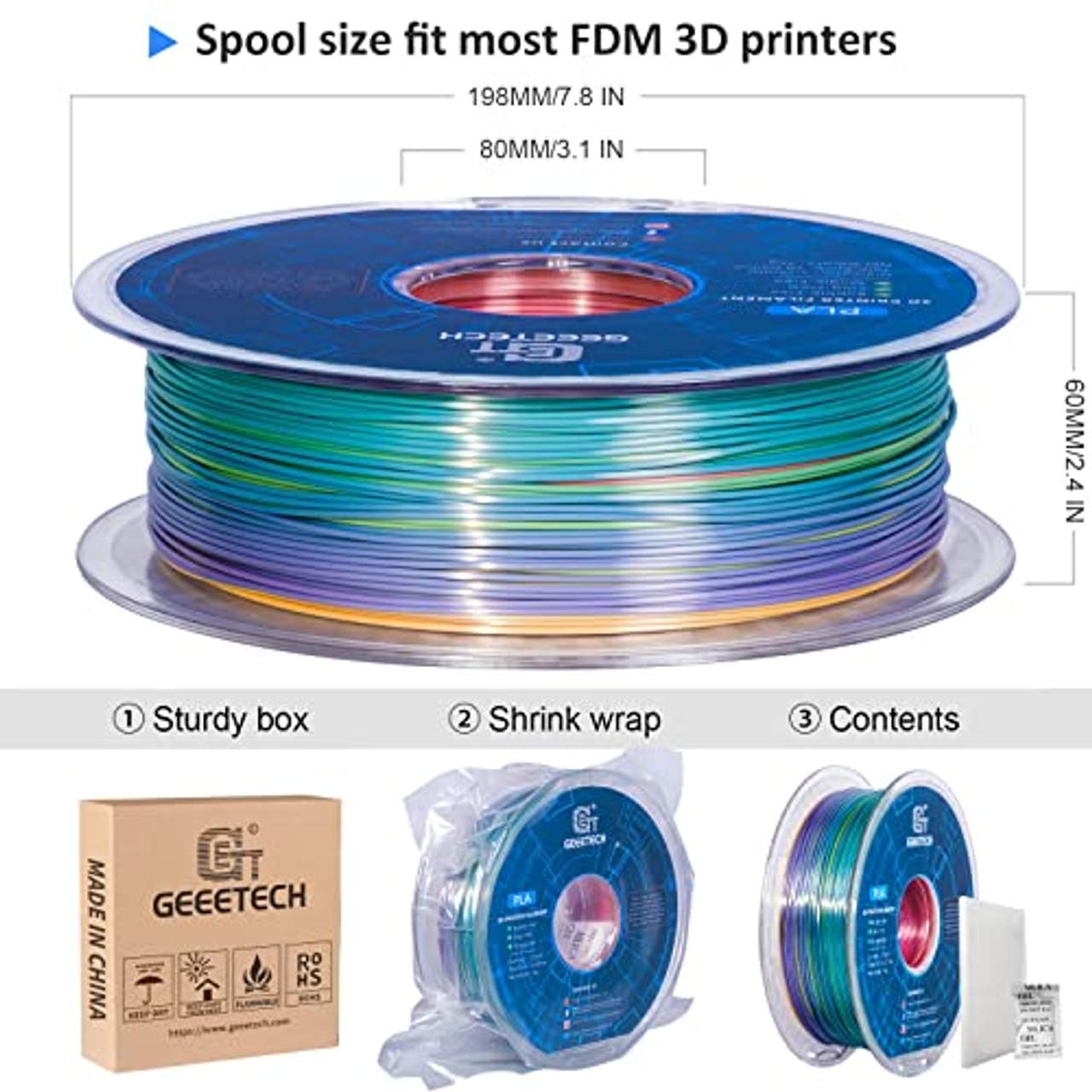 PLA filament 1.75mm Multicolor
