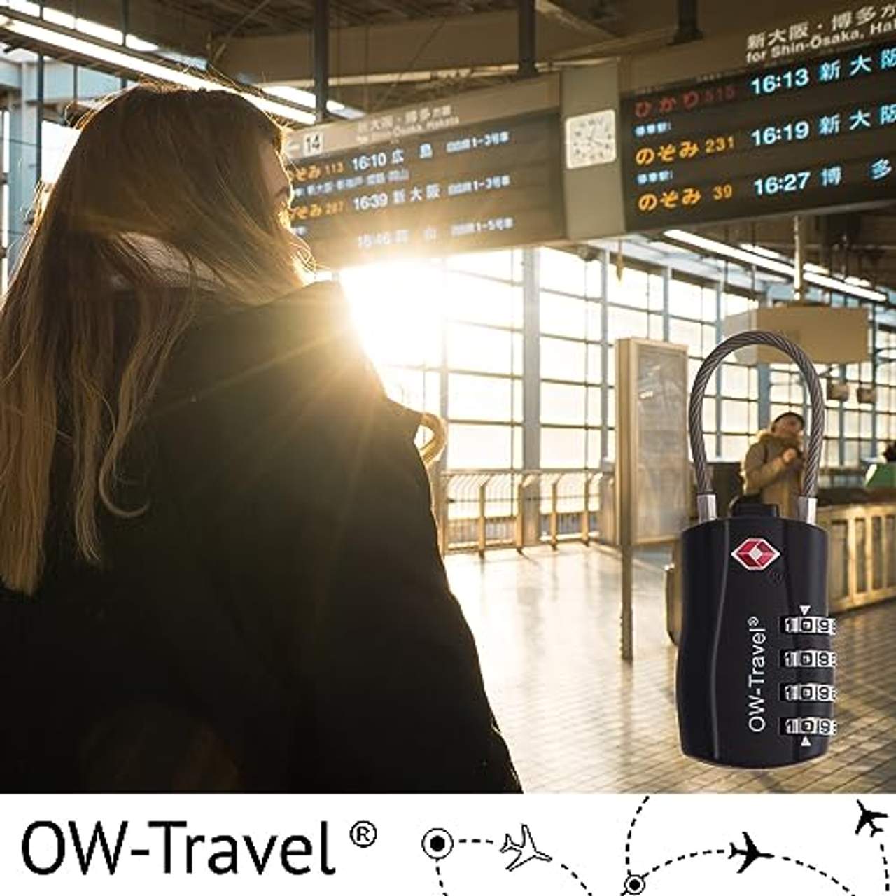 OW-Travel Kabelschloss 4 Stellig Zahlenschloss Kofferschloss Vorhängeschloss