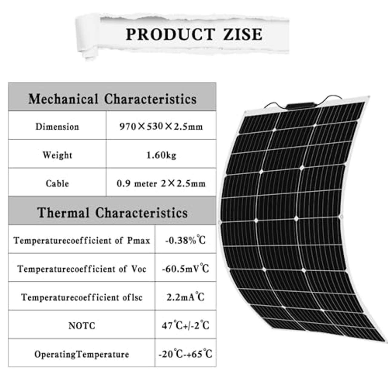 solar panel 100W 12V Flexibles Solarpanel Ultraleicht