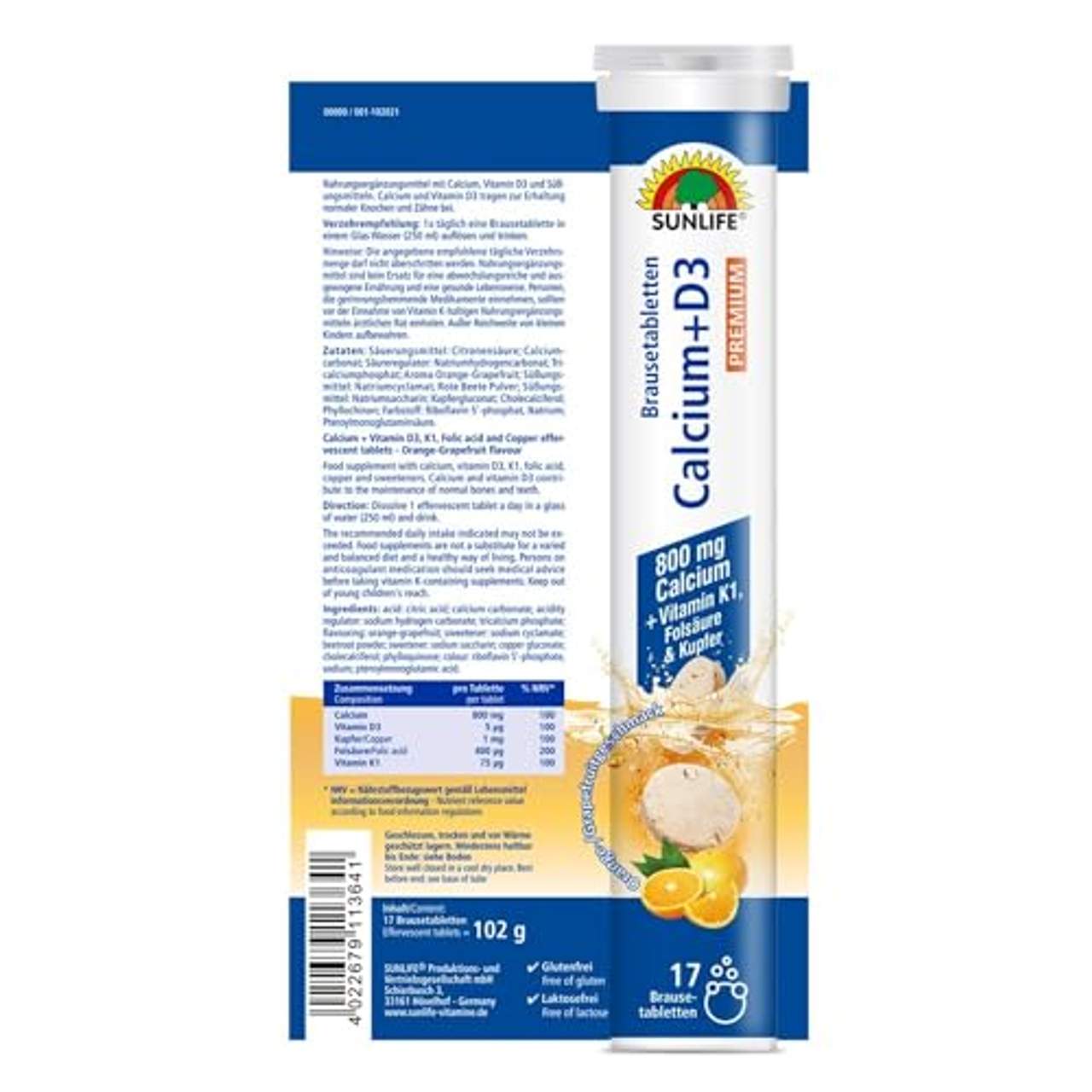Sunlife Calcium Vitamin D3 Brausetabletten: