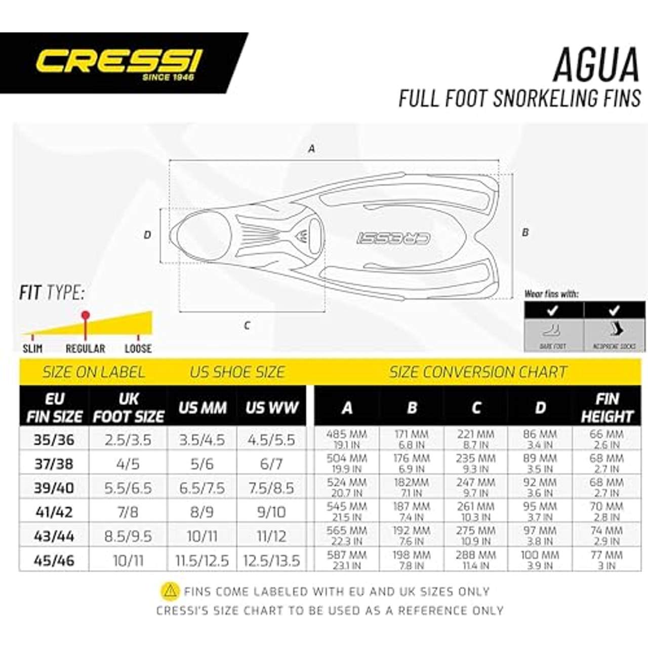 Cressi Agua Unisex Premium Flossen Self Adjusting