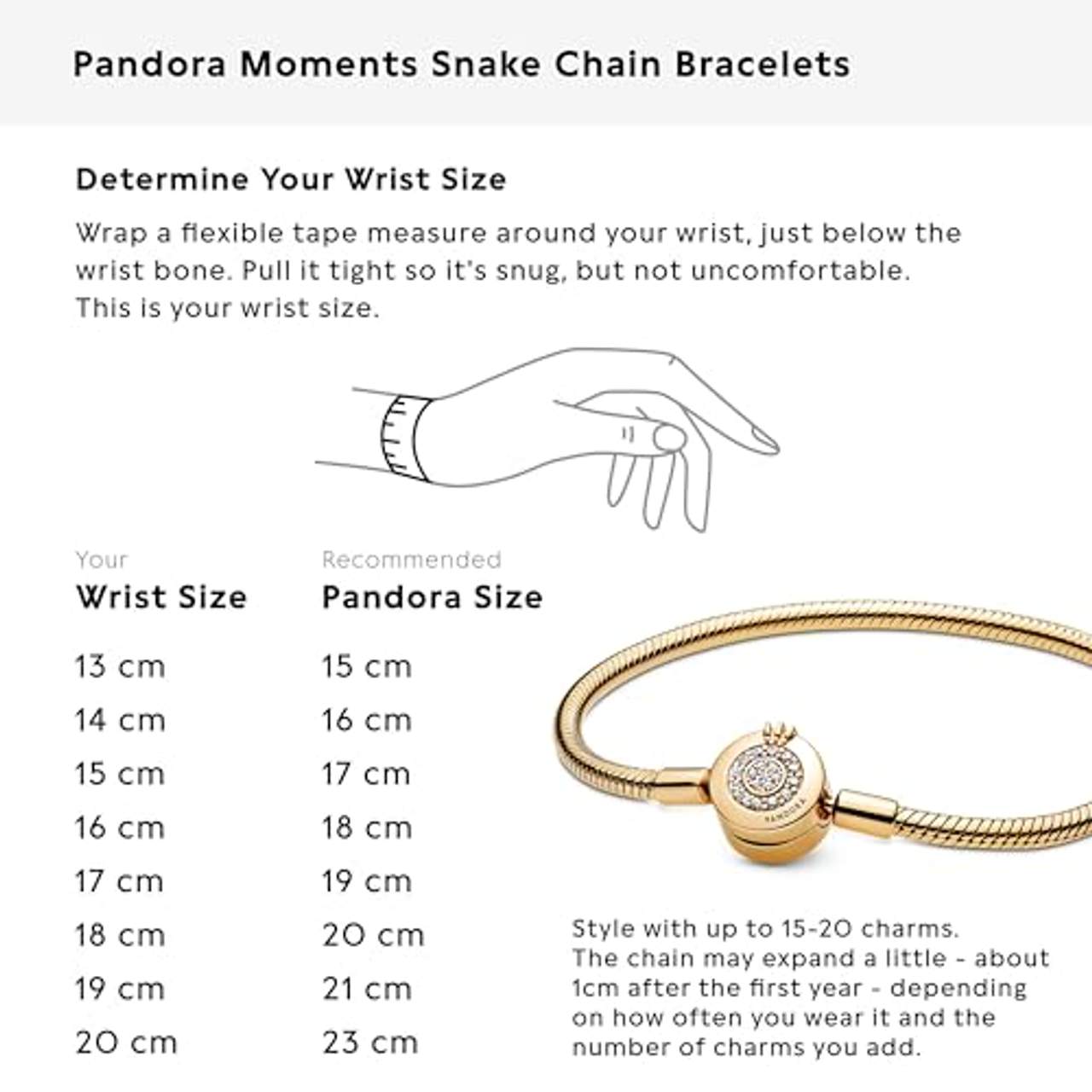Pandora Funkelndes Crown O Schlangen-Gliederarmband in Gold 18cm