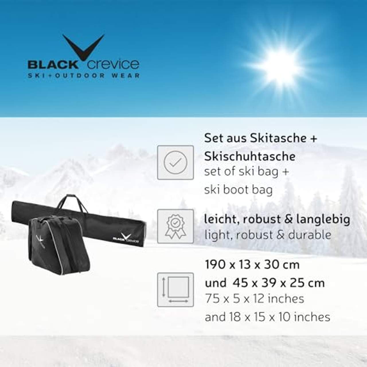 Black Crevice Unisex Erwachsene Skitaschen Set