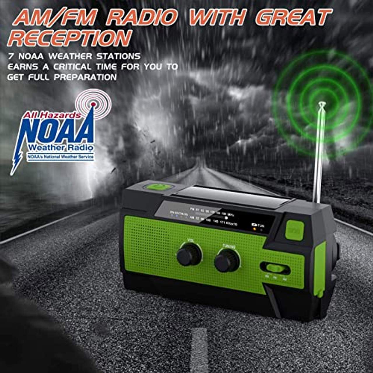YIKANWEN Solar Radio AM/FM Kurbelradio Tragbar USB Notfallradio