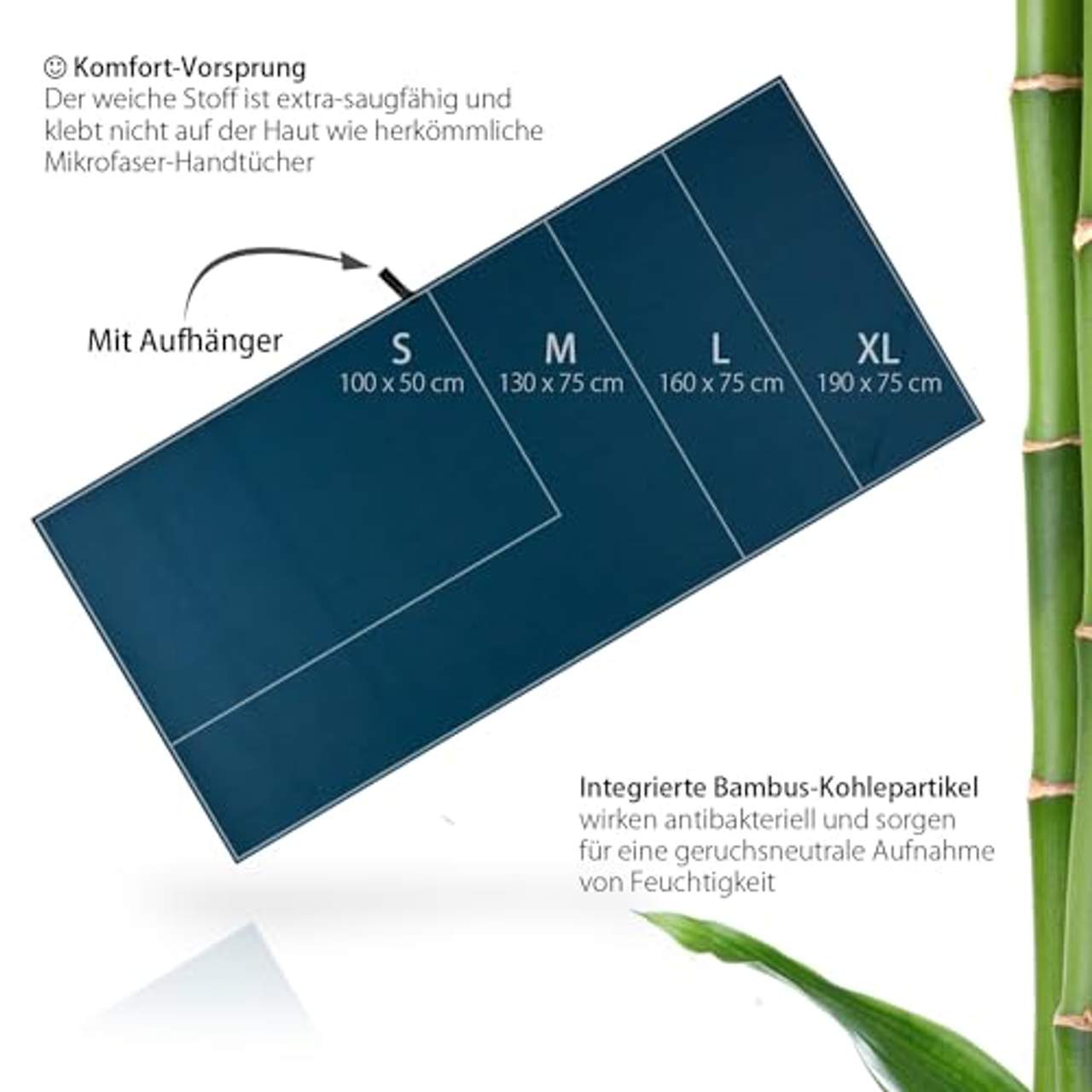 Outdoro Reisehandtuch mit Bambus Kohle Ultra-leicht & saugfähig