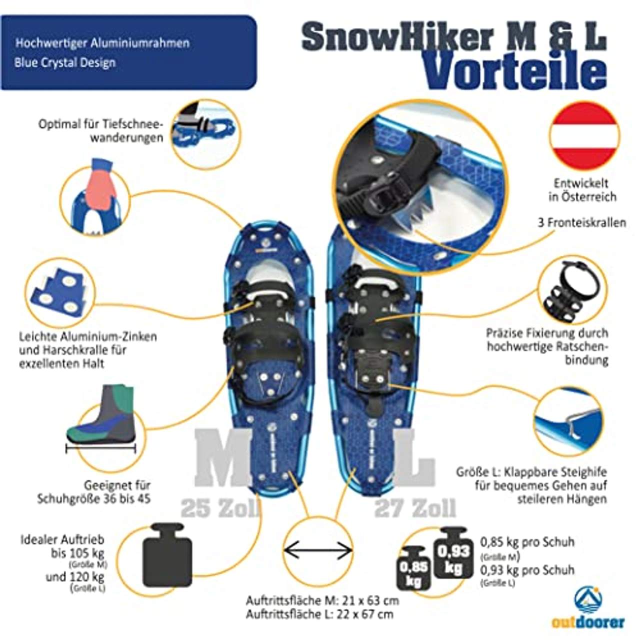 outdoorer SnowHiker Schneeschuhe in verschiedenen Größen