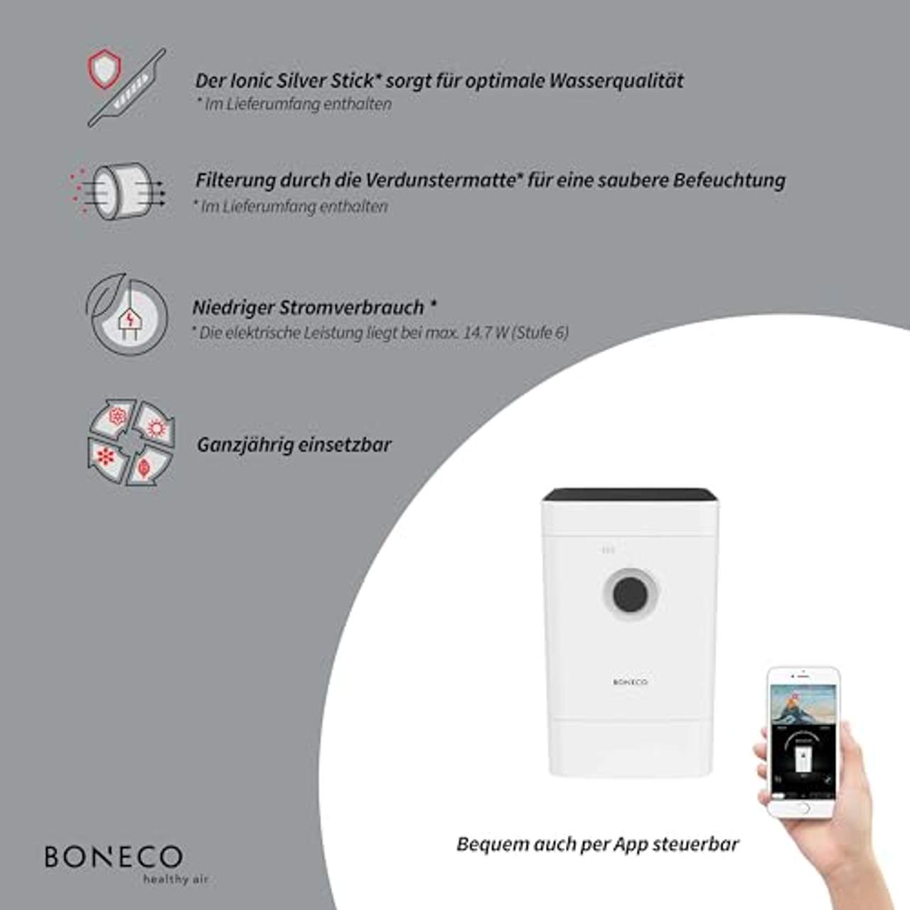 BONECO HYBRID Luftbefeuchter & Luftreiniger H400 – App gesteuert