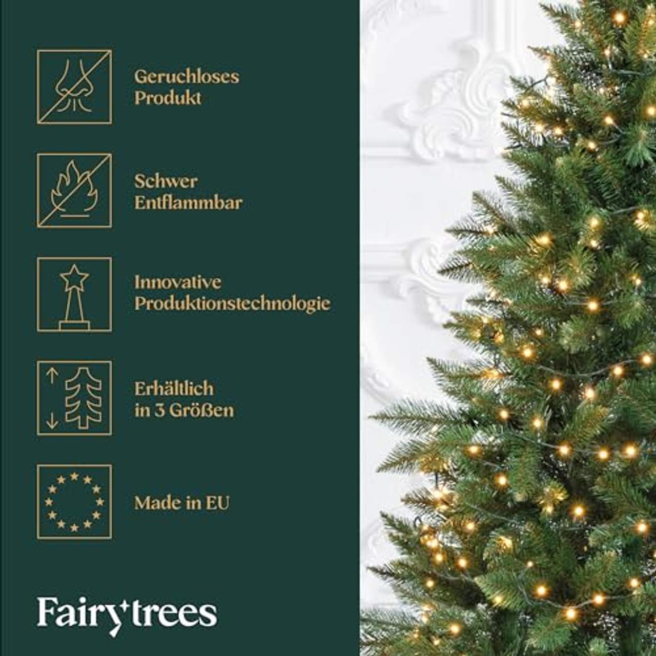 FairyTrees künstlicher Weihnachtsbaum Nordmanntanne