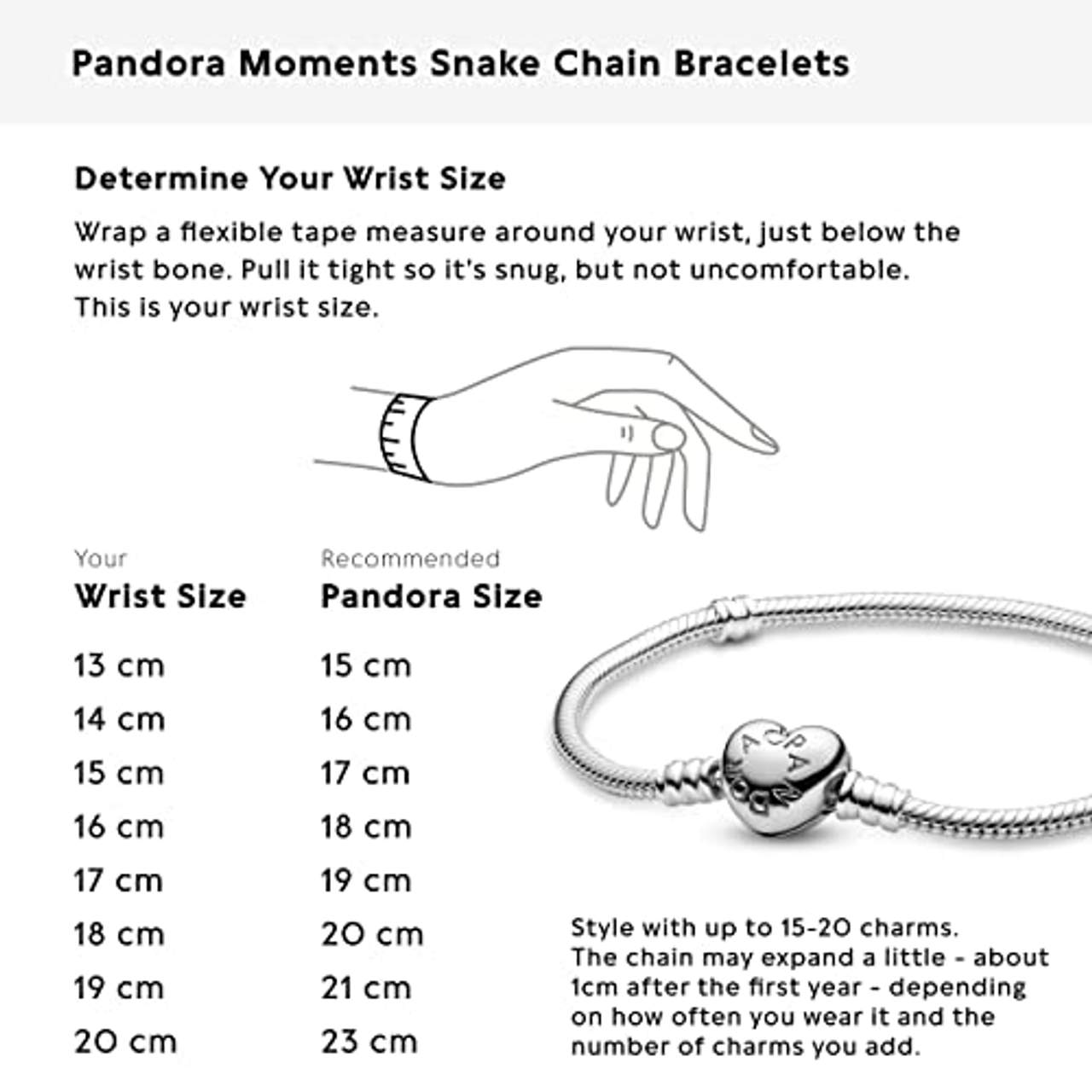 Pandora Moments Schlangen-Gliederarmband mit Herz-Verschluss Sterling Silber 590719-20
