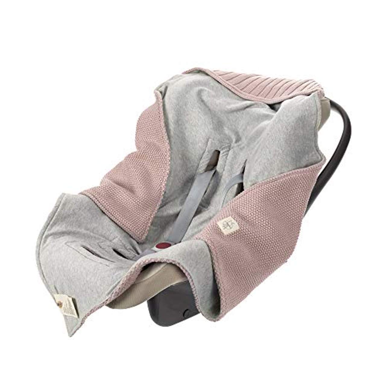 LÄSSIG Baby Strickdecke für Autositz Autositzdecke Einschlagdecke Babyschale 