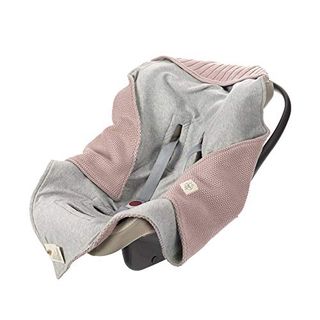 LÄSSIG Baby Strickdecke für Autositz Autositzdecke Einschlagdecke Babyschale
