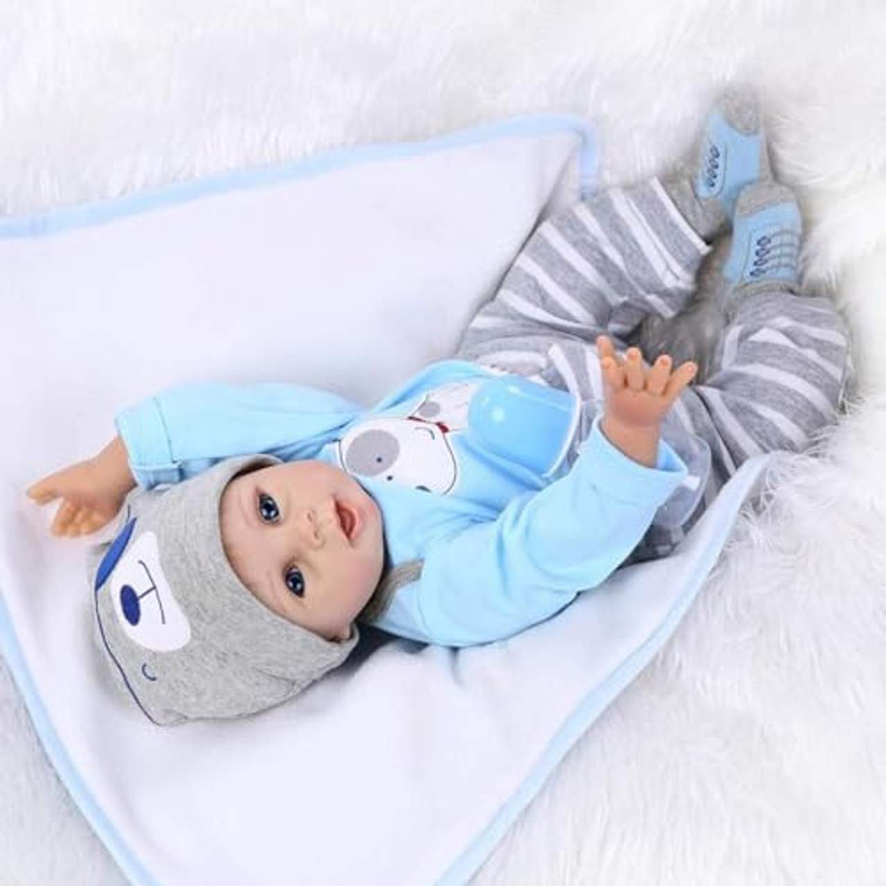 ZIYIUI Reborn Baby Puppe 22''/55cm Lebensecht Weiches Silikon