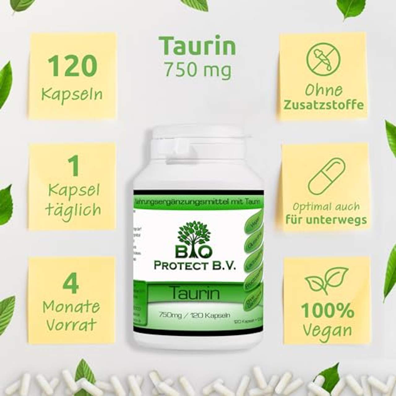 Taurin 750 mg Hochdosiert und Rein ohne Füll- und Zusatzstoffe