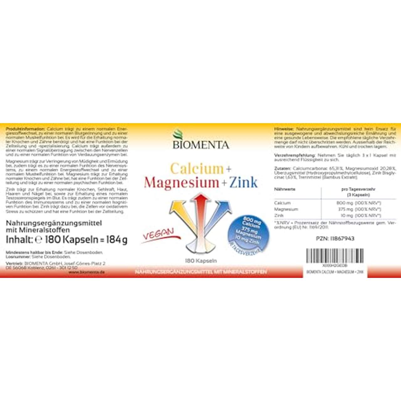 BIOMENTA Calcium Magnesium Zink