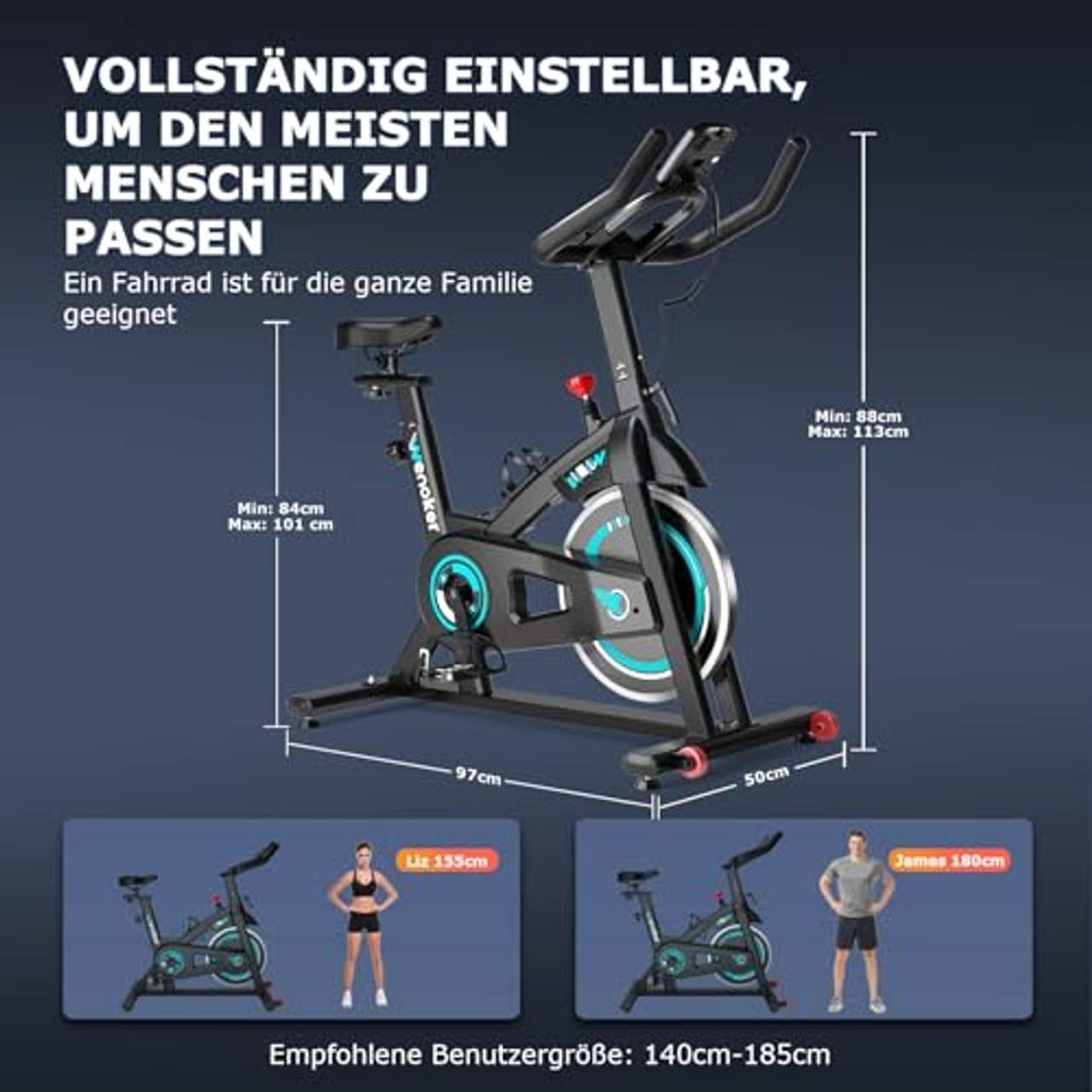 Wenoker Heimtrainer Fahrrad Indoor Cycling Bike