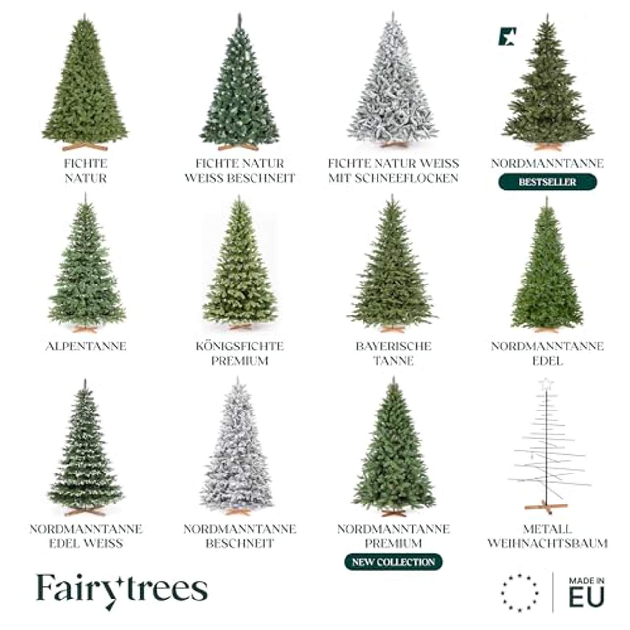 FairyTrees künstlicher Weihnachtsbaum Nordmanntanne