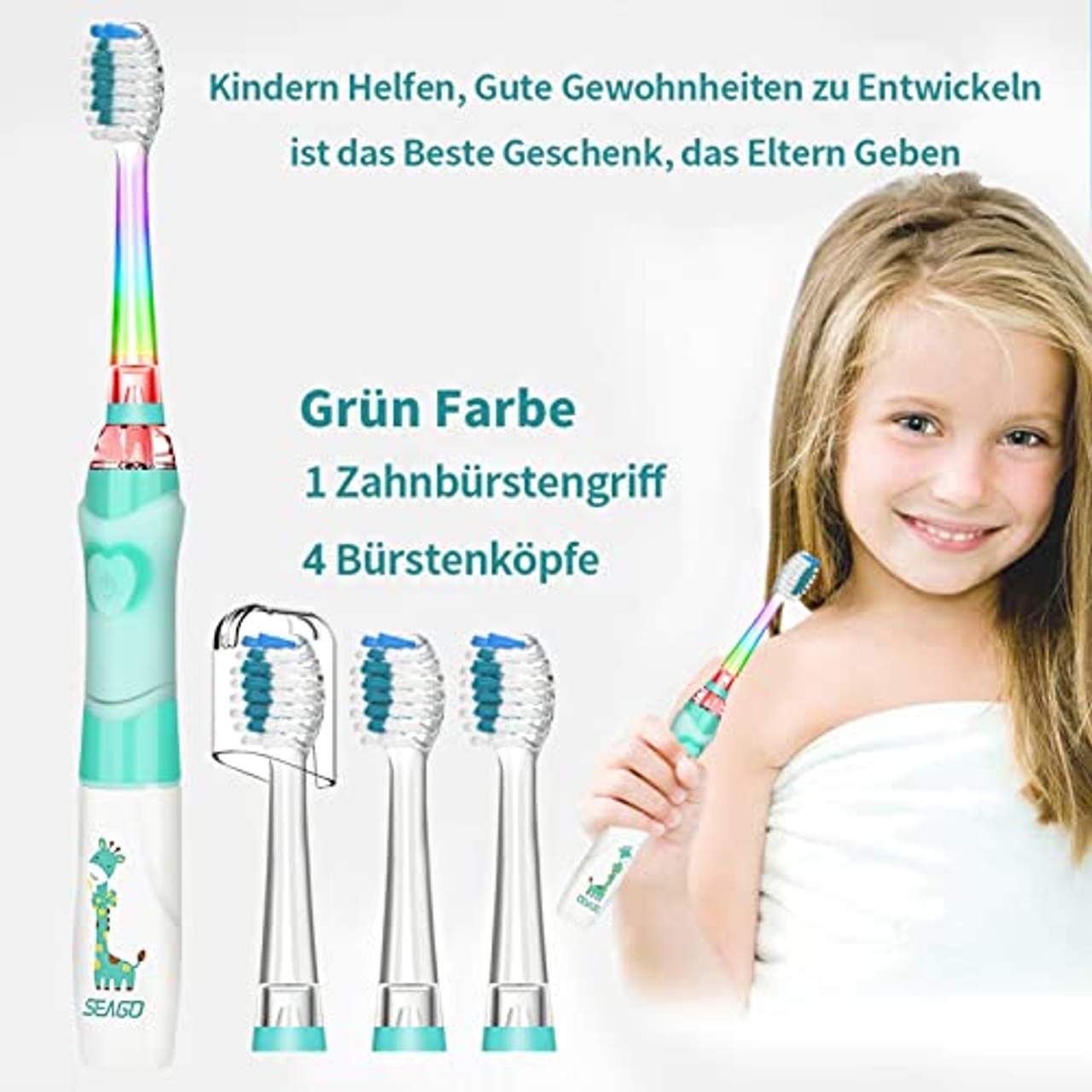 seago Elektrische Zahnbürste Kinder ab 3-12 jahre Kinderzahnbürsten
