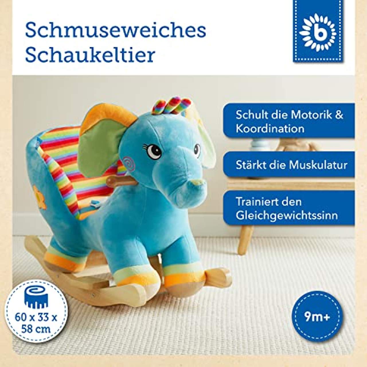 Bieco Plüsch Schaukeltier Elefant