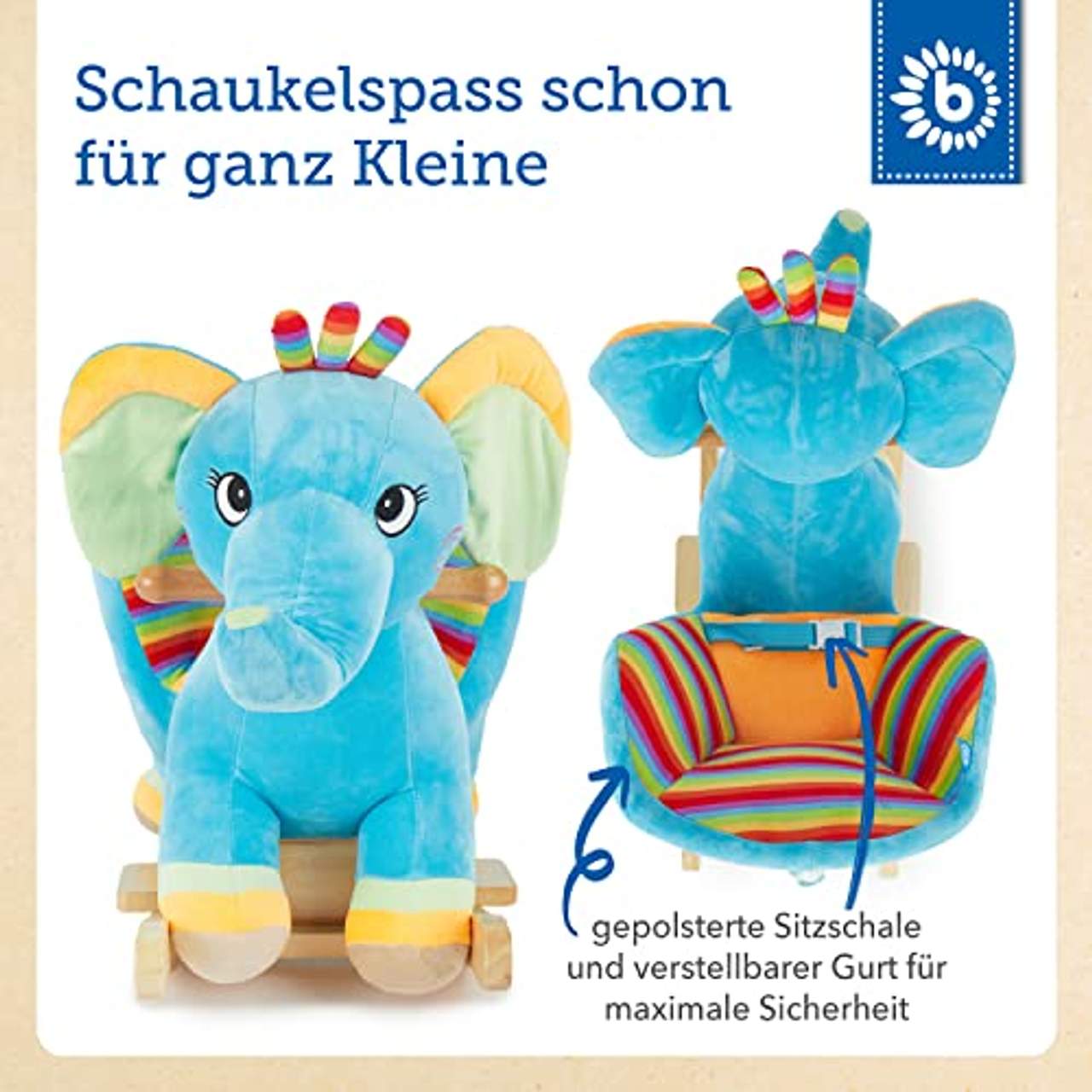 Bieco Plüsch Schaukeltier Elefant