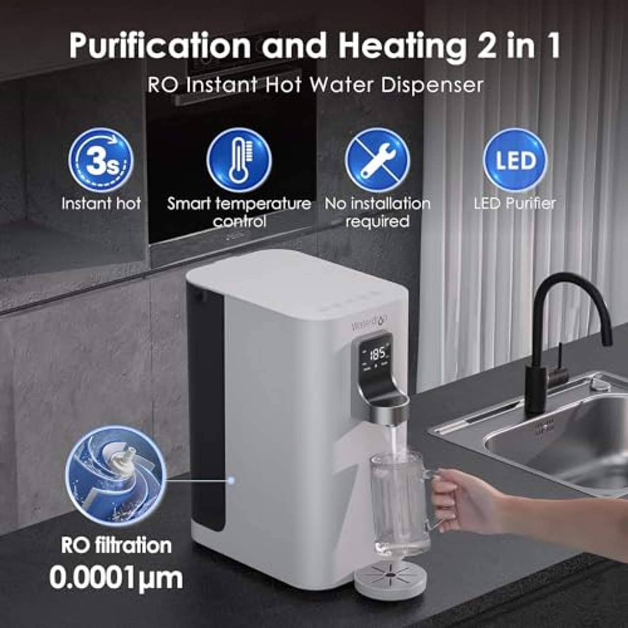 Waterdrop Heißwasserspender mit RO Umkehrosmose Filter
