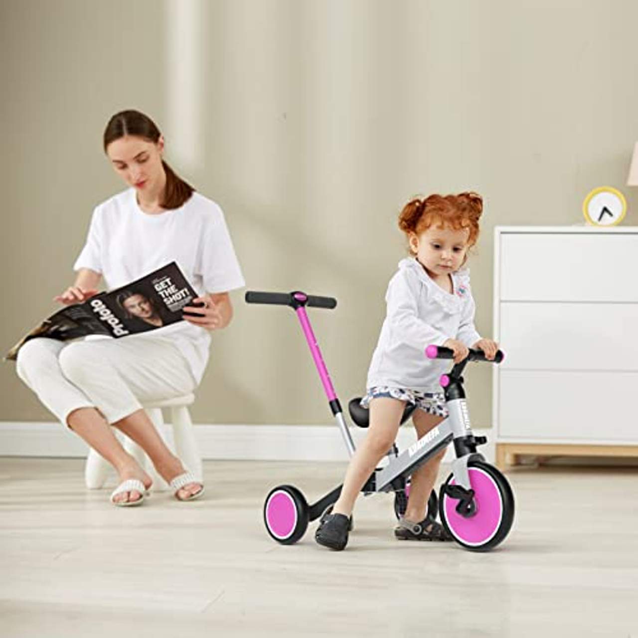 KORIMEFA 4 in 1 Laufräder Laufrad Kinderdreirad Dreirad Lauffahrrad