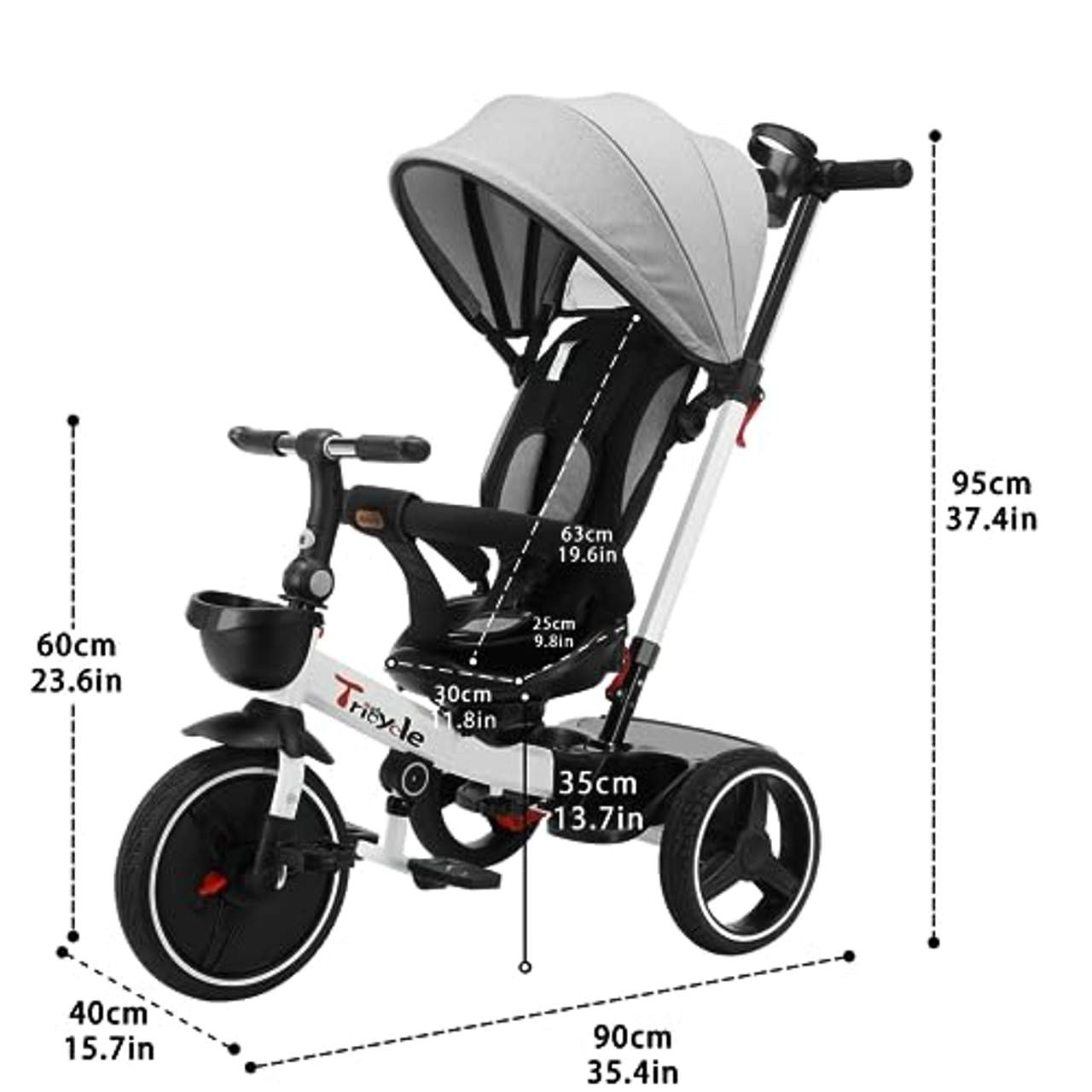 UBRAVOO Baby Dreirad 6-in-1-Baby-Push-Bike-Lenk-Kinderwagen