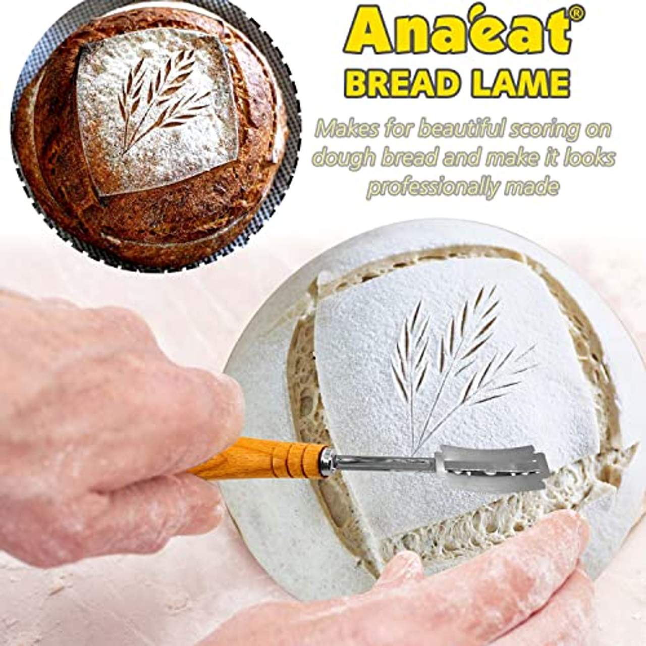 Anaeat 25 cm Brot-Banneton-Gärkorb-Set runder Sauerteig-Gärkorb aus 100% natürlichem Rattan