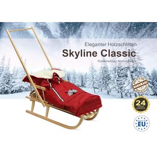 Schlitten mit Winterfußsack Holzschlitten