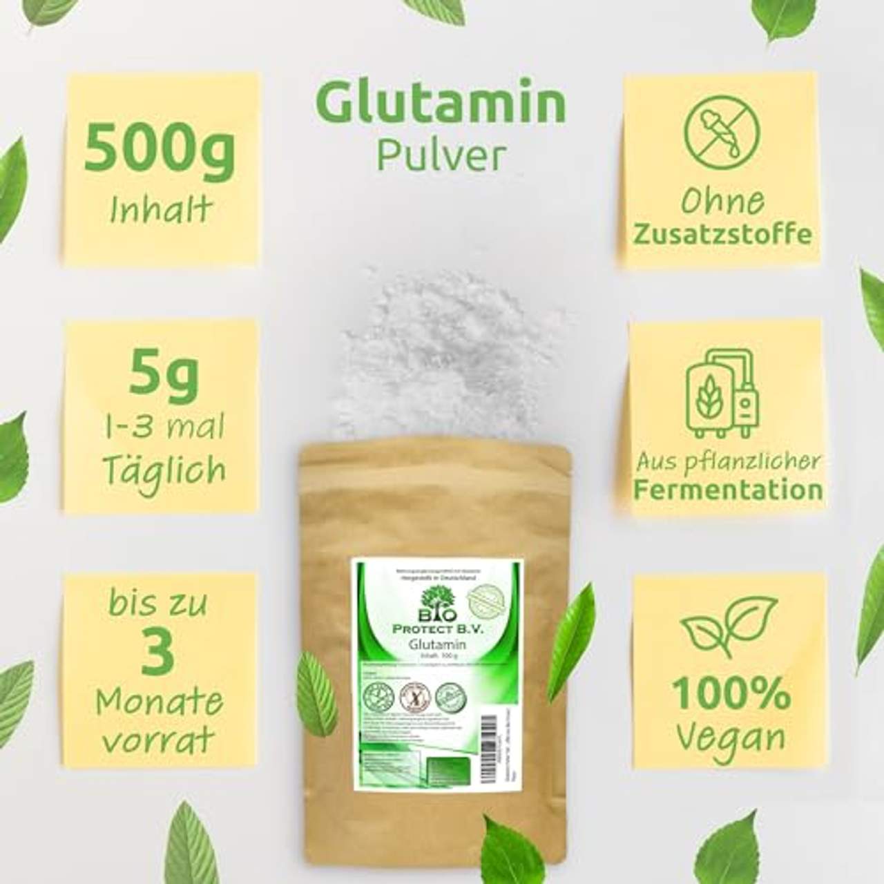 Glutamin Pulver 500 g rein und ohne Zusatzstoffe