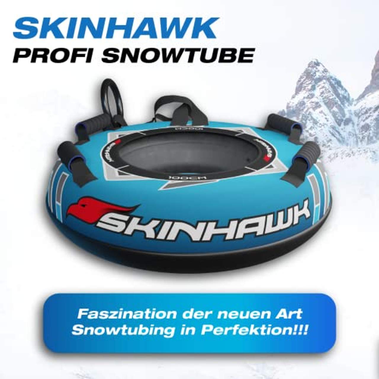 Skinhawk Profi Snowtube Ø100cm blau Schlitten Bob Rodel Reifen Schneereifen