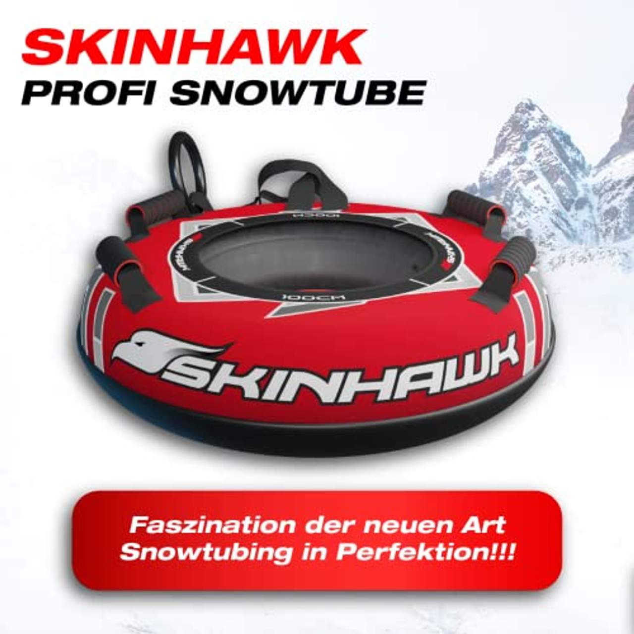 Skinhawk Profi Snowtube Ø100cm rot Schlitten Bob Rodel Reifen Schneereifen